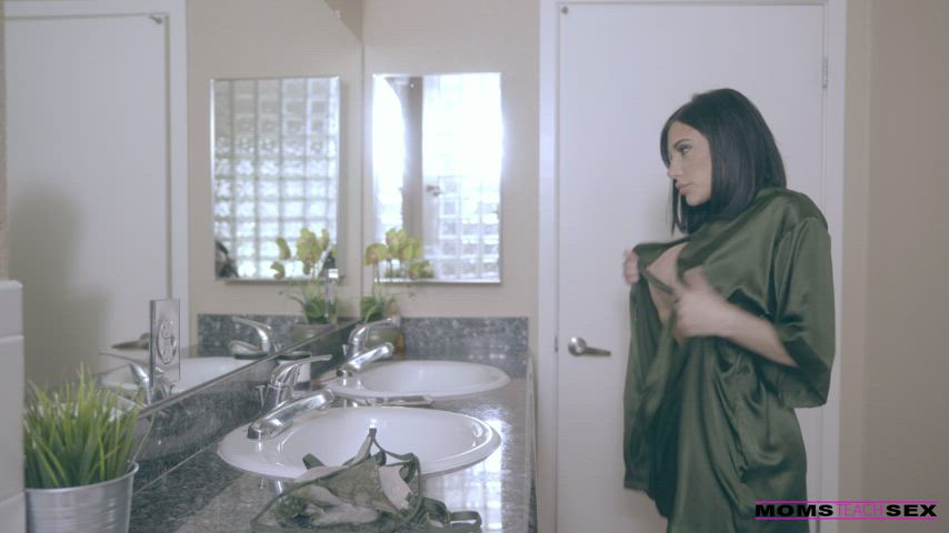 Bathroom Big Tits Fake Tits Innies Lingerie MILF Nubiles Nude Undressing gif