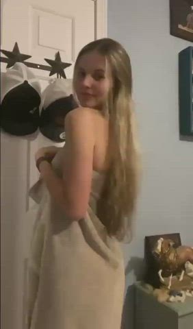 barely legal cute strip teen tits towel undressing gif