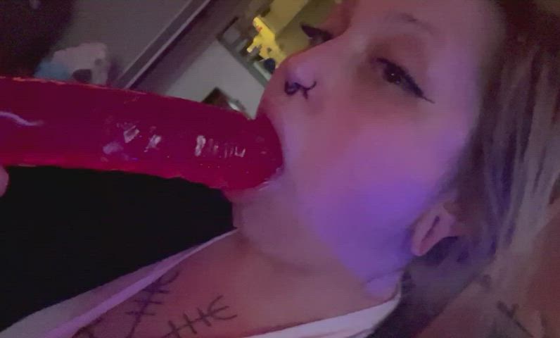 Dildo Sloppy Solo Spit Sucking gif