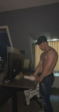cock cock milking fleshlight muscles thick cock gif