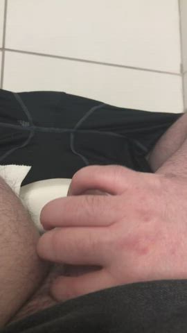 Playing with myself in the bathroom at work on my break 🥰
