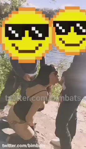 bwc big dick blowjob jerk off outdoor trans gif
