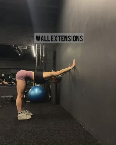 brunette petite stretching gif
