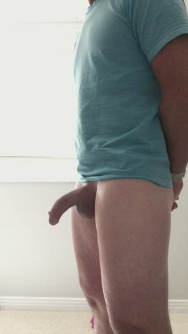 Cock Erection Hands Free Male Masturbation Penis Shaved Solo gif