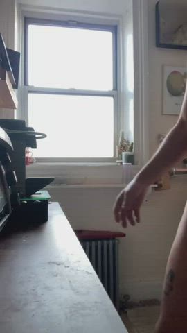 I love when I can just make my coffee without having to put any clothes on