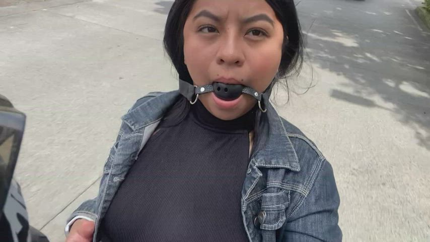 Ball gagged and flashing
