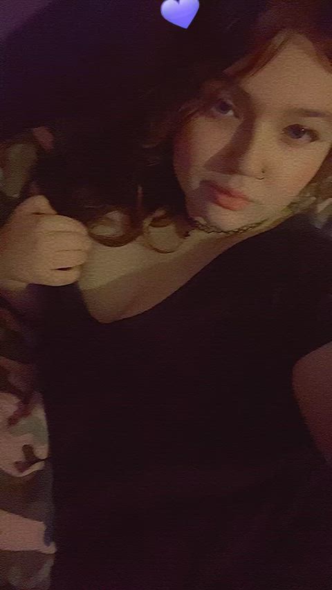 big tits boobs choker chubby cute homemade teen tits tongue gif