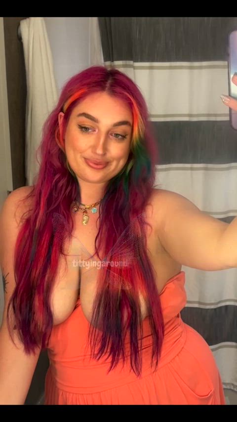 cute milf natural tits solo tits pink hair thick-bbw-babes gif