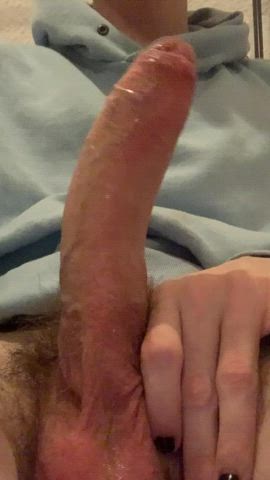 Mixing my precum with spit to get my cock ready for you
