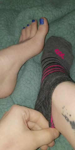 The best feeling is finally getting to sit and take your socks off!