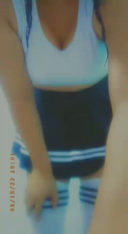 ass dancing knee high socks latina mom sensual skirt tattoo underwear gif