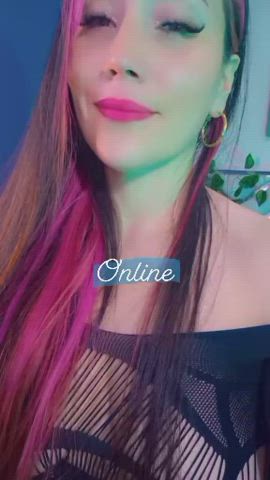 big tits boobs camgirl latina lingerie nipples sensual smile webcam gif