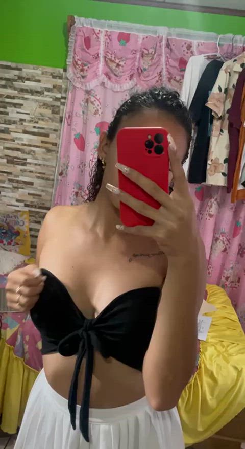 Your favorite curly haired baby playing with some small tits...