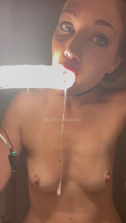 Illuminated dildo shows the inside the the throat