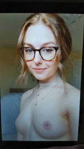 cum cumshot facial glasses redhead teen tribute gif