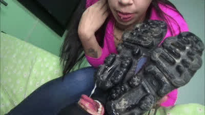 Femdom Fetish Humiliation Shoes Spit gif