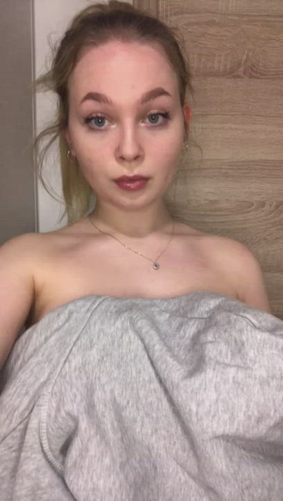 Blonde Petite Squeezing gif