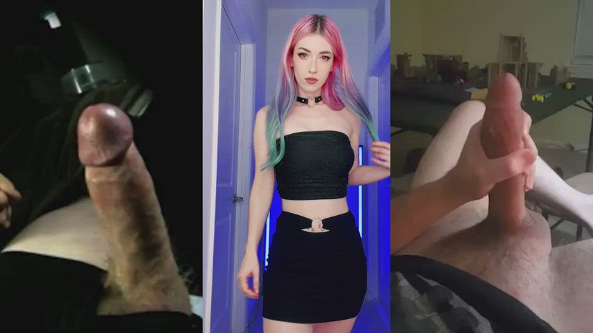 BabeCock Cumshot Split Screen Porn gif