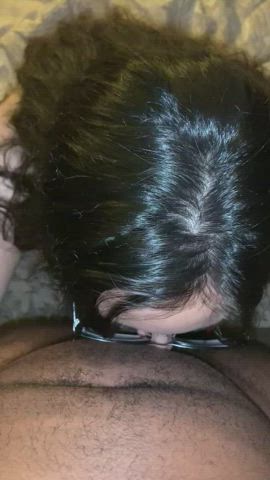 blowjob deepthroat glasses interracial latina sloppy gif