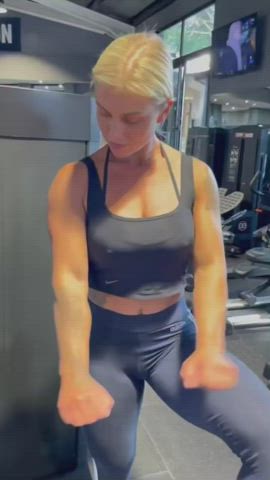 Blonde Blue Eyes Fitness Muscular Girl Swedish gif