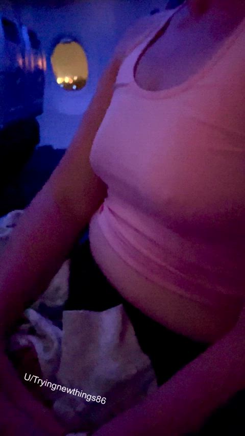 Letting my natural tits out on the plane