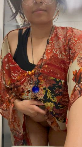 (23F) Too horny to be at work flashing my tits