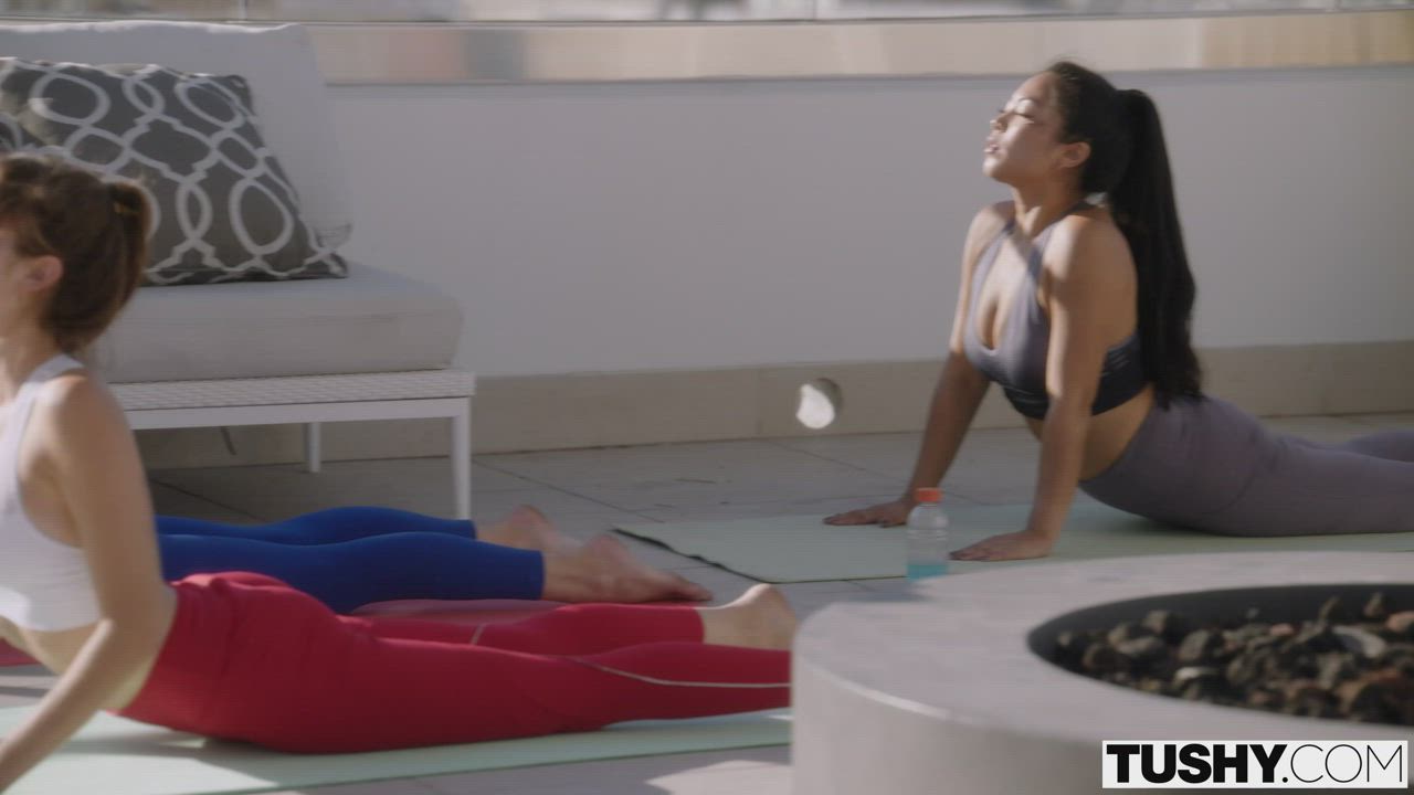 Cheating GF Kenna James Threesome Yoga Anal Porn GIF by pornotree.com