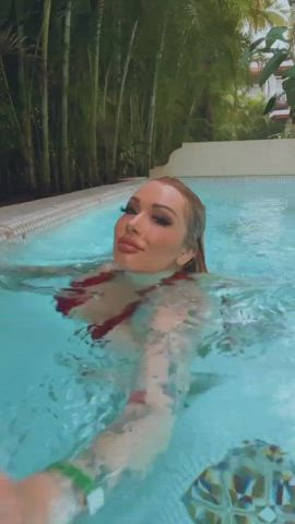 Big Tits Huge Tits Swimsuit Wet gif