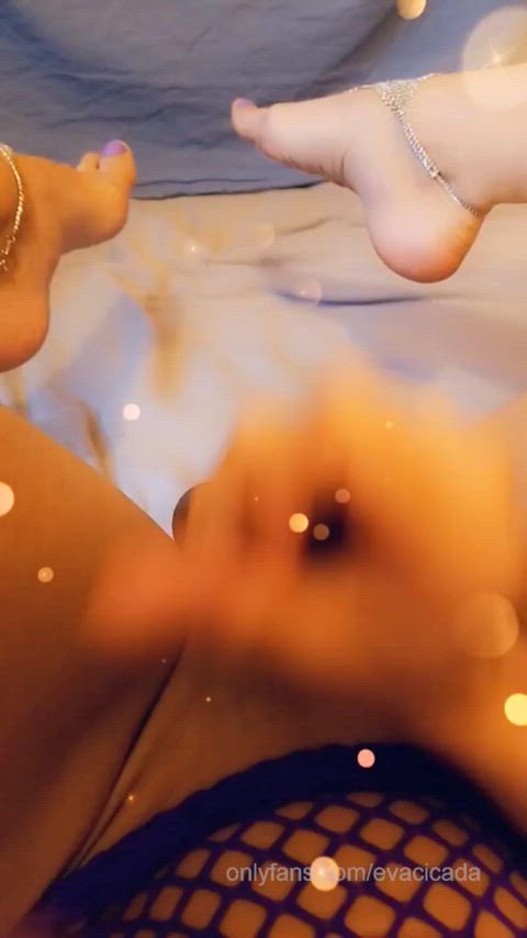 Will you cum on my cute purple toes or my big girl cock?