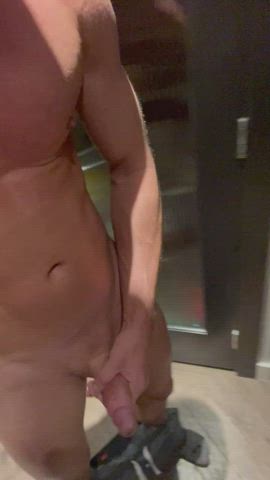 big dick cock foreskin gay jerk off masturbating uncut gif