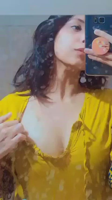 desi mirror nipslip selfie gif