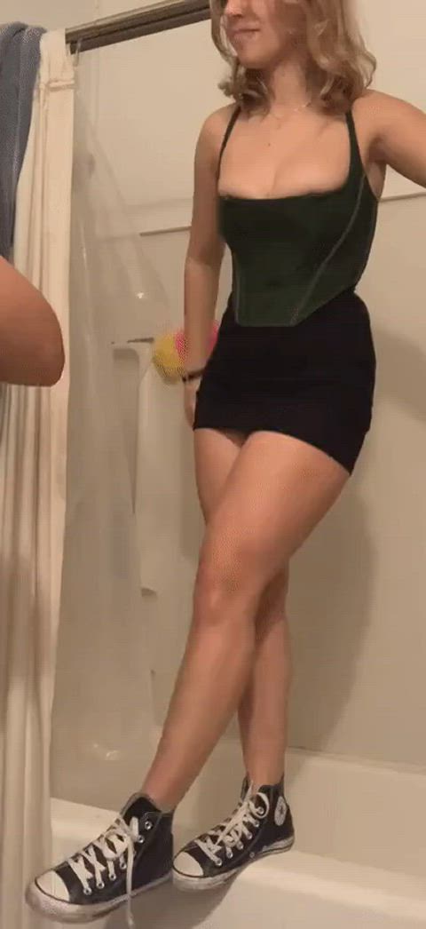 dress sneakers white girl gif