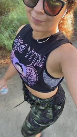 jiggling public selfie gif