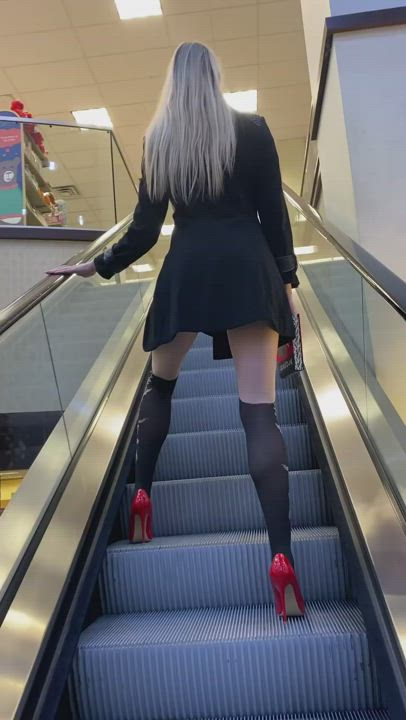Blonde Model Public gif