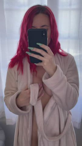 Big Tits Close Up MILF OnlyFans Redhead Robe Tease TikTok gif