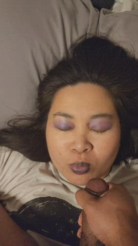 Thick cumshot facial for Asian gf