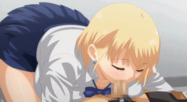 Animation Big Tits Blonde Blowjob Hentai Skirt gif