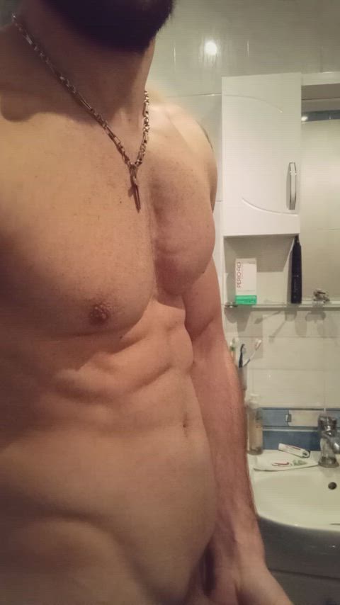 abs cock gym handjob naked penis cum-lover gif