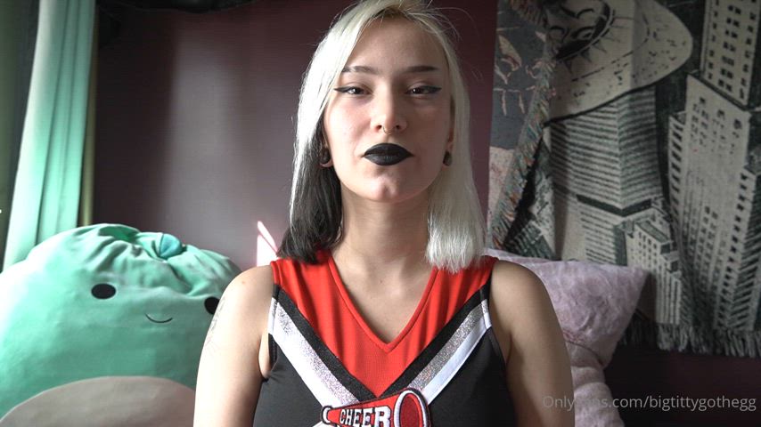 cheerleader choking eye contact face slapping goth gif