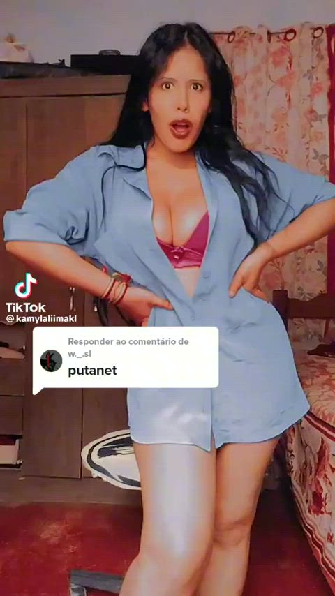 big tits boobs huge tits latina lingerie tiktok tits gif