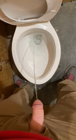 Peeing in the man cave bathroom