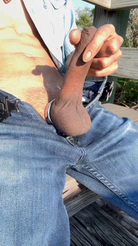 big balls big dick cock foreskin gay jerk off nsfw outdoor public uncut massive-cock