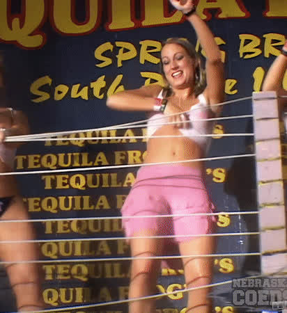 boobs dancing flashing spring break t-shirt tits shy gif