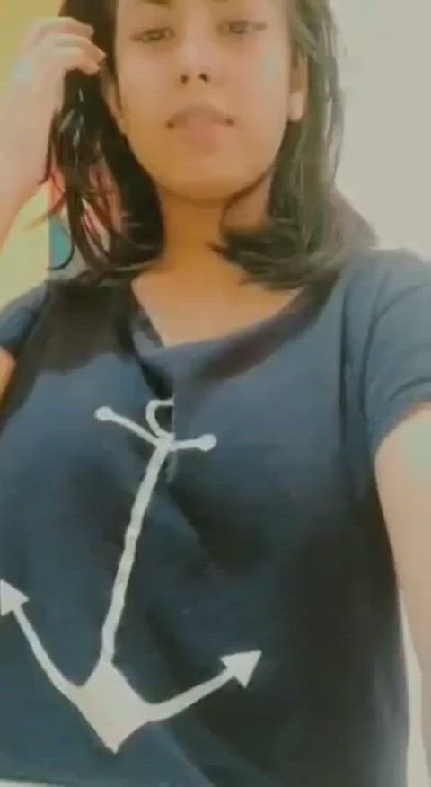bathroom cute desi huge tits selfie smile gif