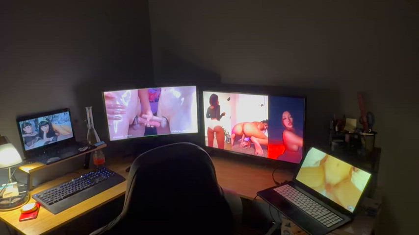 gooning split screen porn trans gif