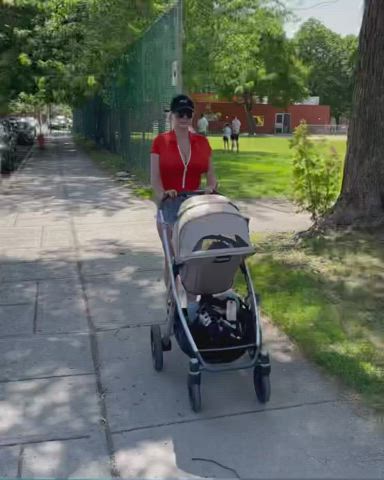 Caroline out for a bouncy walk