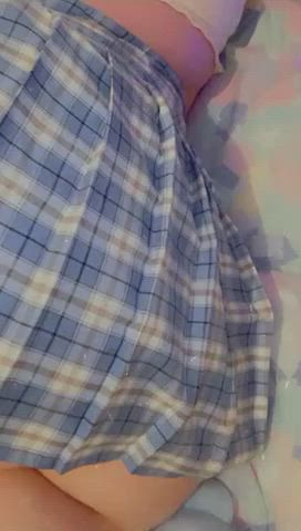 ass blue skirt gif