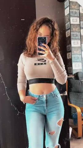 brunette jeans teen gif
