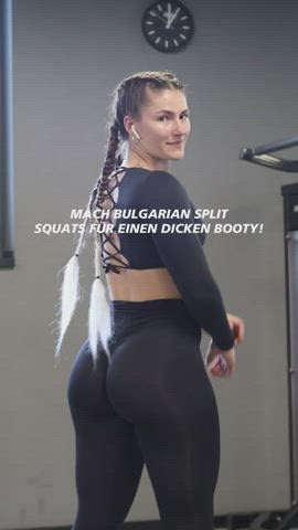 Fitness German Gym Muscular Girl Pawg Pigtails Thick Workout gif
