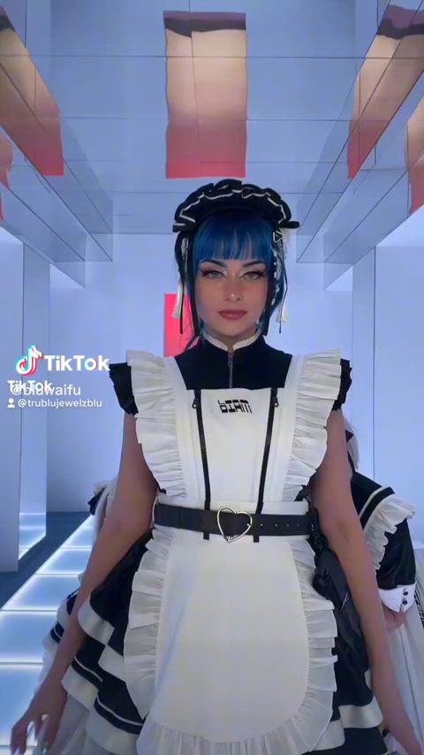 amateur blue eyes cosplay blue hair gif